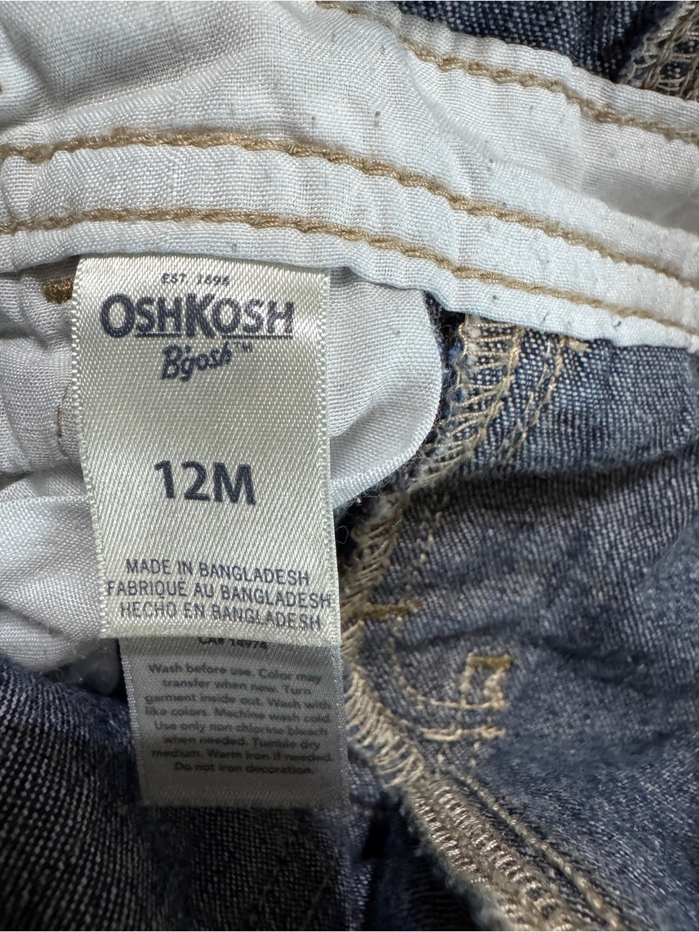 OshKosh B'gosh Indigo Denim Short Overalls for Kids 12M - Picture 14 of 15